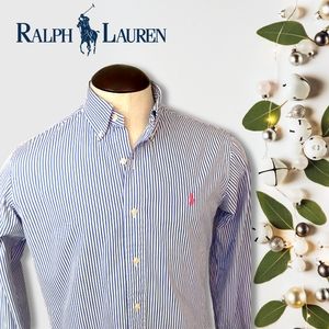 Ralph Lauren | Blue & White Striped Longsleeve Button-down Men's Medium Shirt